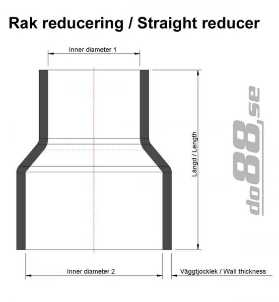 Silikonslange R&oslash;d reducering 3 - 4'' (76-102mm)